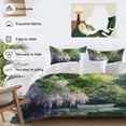 thumbnail image 3 of Queen 4 Piece Bedding Set Natural Forest Landscape Artwork Soft Breathable Duvet Cover and Pillowcase, White Boat on Lake Scenery Duvet Cover Set Bed Sheets for Bedroom Dormitory Guest Room, 3 of 9