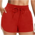 thumbnail image 2 of QATAINLAV High Waisted Running Shorts for Women with Pockets Drawstring Casual Side Split Athletic Workout Gym Yoga 3 Inch Shorts Red S, 2 of 9