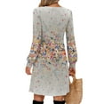 thumbnail image 5 of Ladies' Printed Casual Fashion V-Neck Long Sleeve Mid Length Dress with Floral Style for Spring and Autumn Gatherings,Light Gray,L, 5 of 5