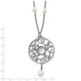 thumbnail image 6 of Stainless Steel Necklace with Pendants Chain Polished FWC Pearl & CZ Glass 30in w/2in ext 30 inch, 6 of 6