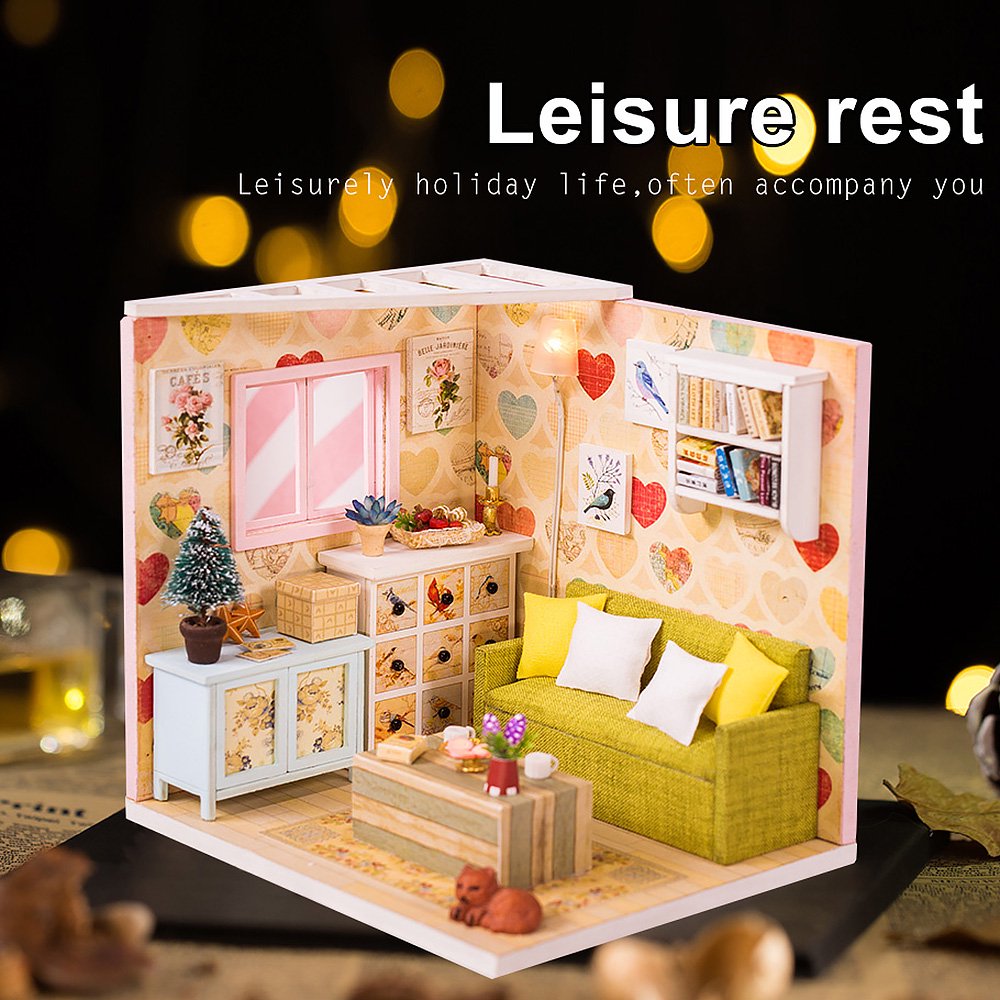 Diy Dollhouse Kit Wooden Diy Miniature Dollhouse Kit Toy Gift With