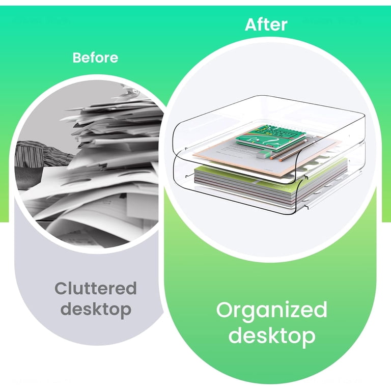Tomorotec A4 Clear Stackable Desk Paper Tray, 2-Pack Portrait photo 3