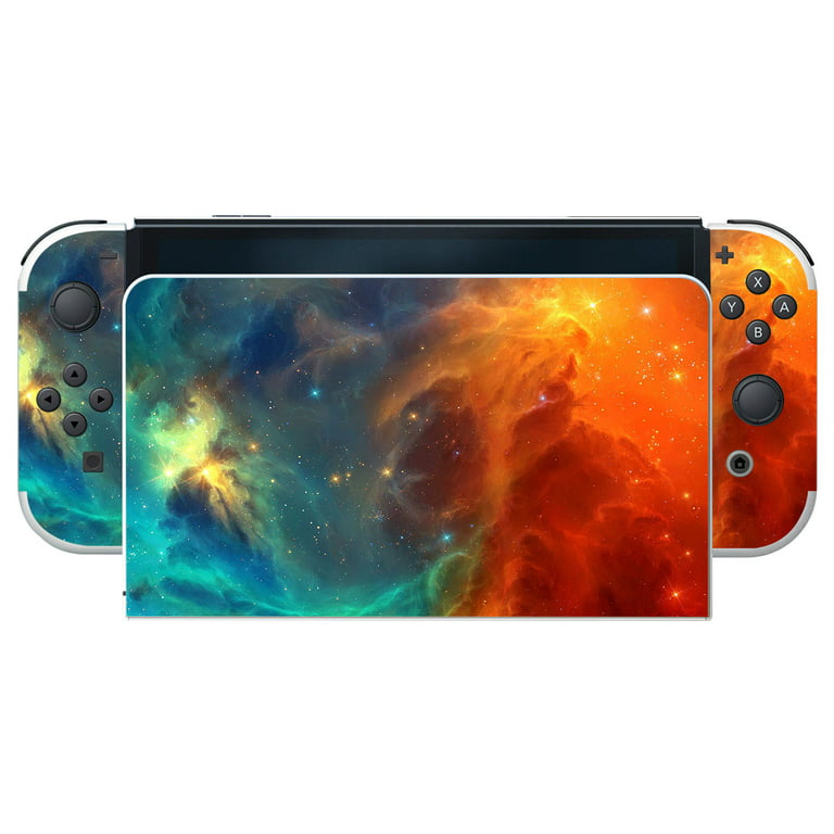 PlayVital Full Set Protective Stickers for Nintendo Switch OLED Model,  Customized Vinyl Decal Skins for Switch OLED Console & Joycon & Dock & Grip  