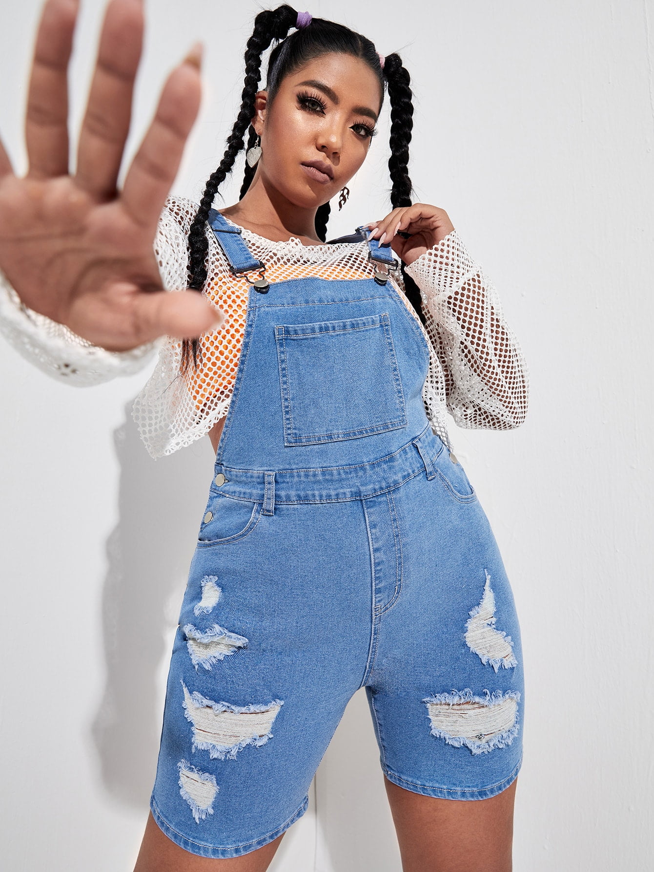 Women's Plus Patch Pocket Ripped Denim 