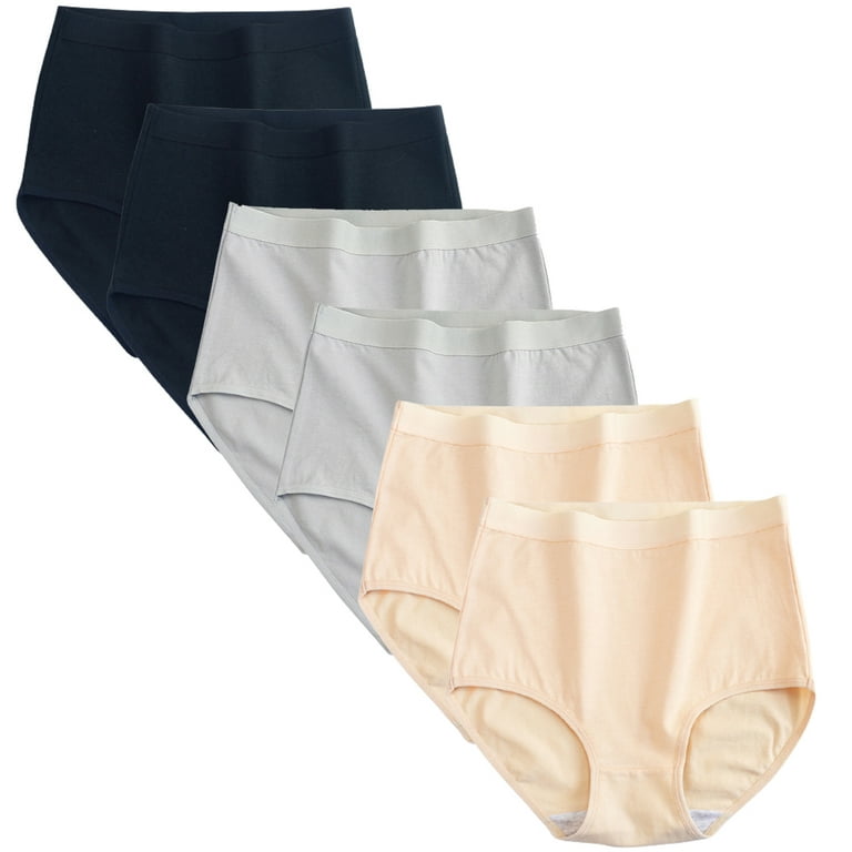 Noyal 6 Pack Women High Waist Cotton Underwear Big Size Ladies Comfort Soft  Full Briefs Panties
