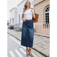 thumbnail image 4 of DARING DIVA Women's Midi Length Split Back Long Jean Skirts X-Small Dark Blue, 4 of 6