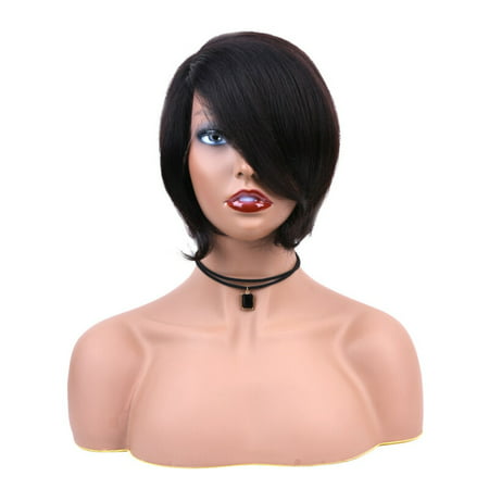 BEAUDIVA Brazilian Straight Human Hair Wigs Natural Color 130% Lace Wigs With Full End Short Bob Wigs