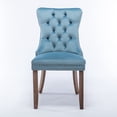 thumbnail image 6 of Semiocthome Modern Tufted Dining Chair Set of 2,Velvet Chair with Rivets, Dining Room, Light Blue,Solid wood, 6 of 9