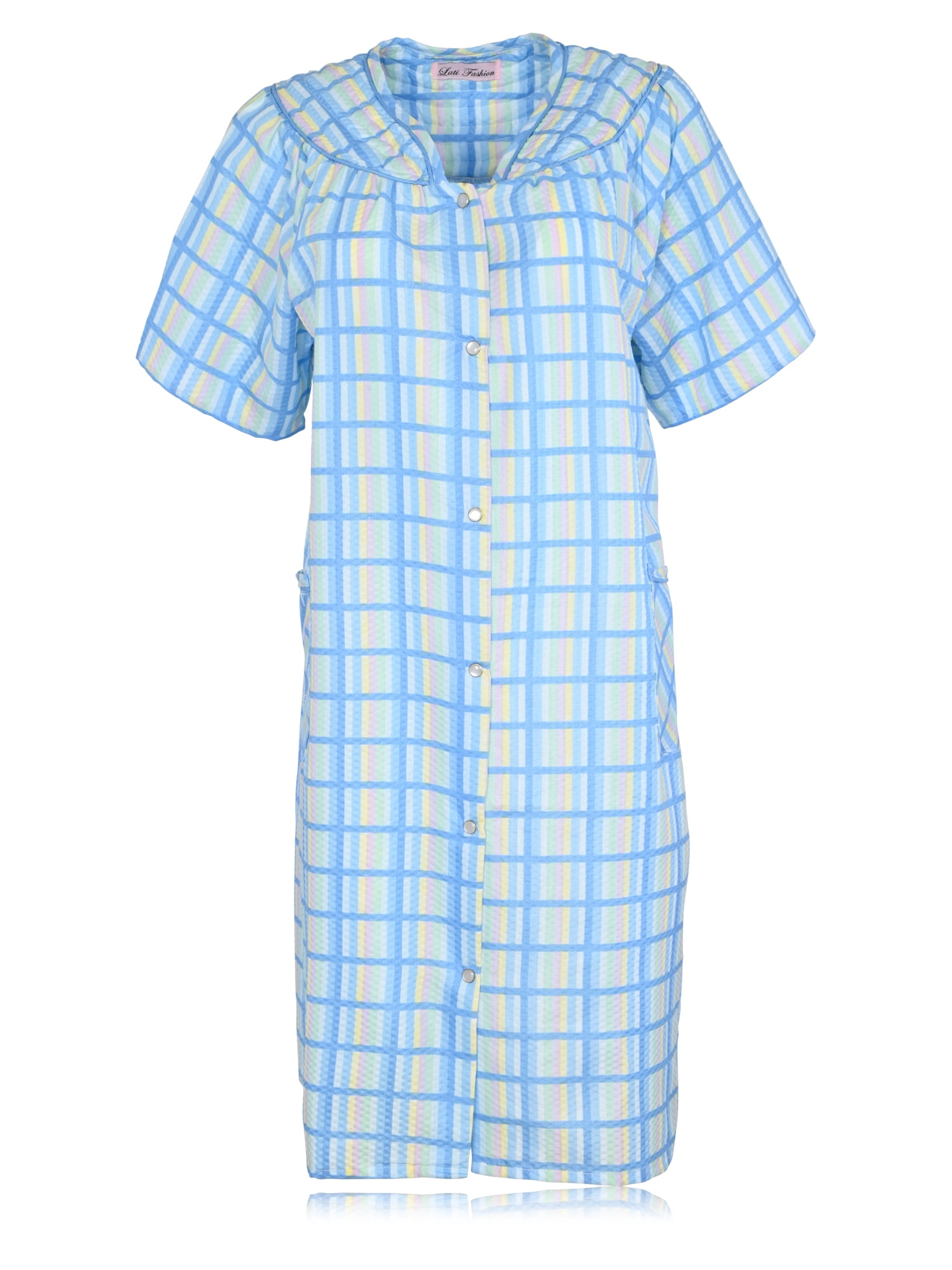 House Dresses for Women with Pockets - Lightweight Breathable Short Sleeve Muumuu & Nightgowns - Snap Front Housecoat and Dusters for Women