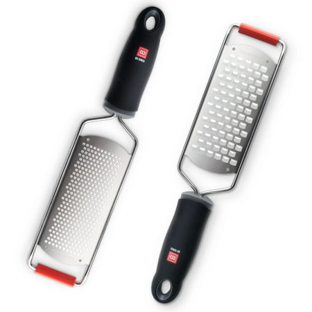 

DI ORO 2-Piece Kitchen Grater Set – Handheld Coarse Cheese Grater and Fine Lemon Zester – Effortlessly Grates All Food Types and Cleans Easy – Ergonomic Comfort Grip and Razor Sharp Stainless Steel