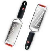 DI ORO 2-Piece Kitchen Grater Set – Handheld Coarse Cheese Grater and Fine Lemon Zester – Effortlessly Grates All Food Types and Cleans Easy – Ergonomic Comfort Grip and Razor Sharp Stainless Steel