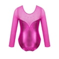 thumbnail image 4 of DPOIS Kids Girls Sparkly Rhinestone Metallic Leotard Long Sleeve Tulle Jumpsuit, 4 of 4