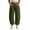 Army Green, variant on Women's Barrel Cropped Pants Button Fly High Waist Straight Trousers with Deep Hand Pockets for Outdoor Garden Outings