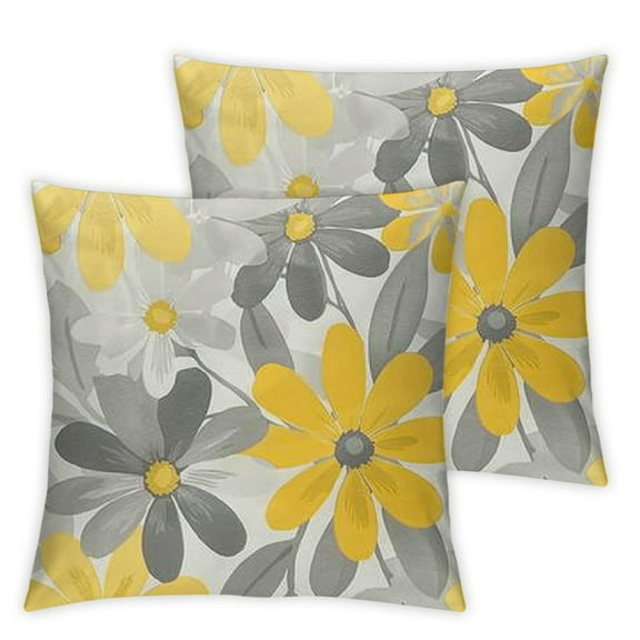 nygtbtfer Set of 2, Yellow Grey Decor Pillowcases Throw for Sofa Decorations for Home White