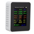 thumbnail image 3 of Monitor de calidad del aire, detector de dióxido de carbono, comprobador preciso de CO, CO2, PM2.5, TVOC, HCHO, temperatura y humedad, modo de alarma, color blanco., 3 of 14