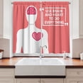 thumbnail image 2 of Ambesonne Saying Kitchen Curtains, Human with Words, 55"x45", Coral Dark Pink White, 2 of 3