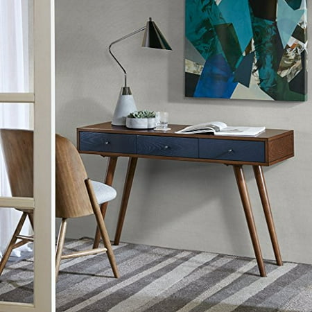 3 Drawer Writing Desk Rigby Pecan Blue Com 3 Drawer Writing Desk Rigby Pecan Blue