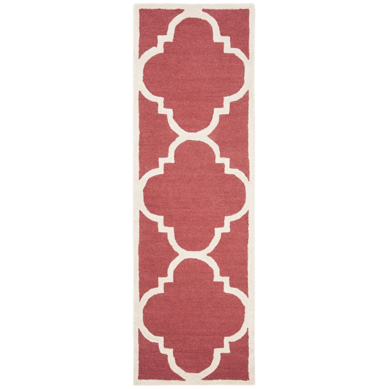 SAFAVIEH Cambridge Justine Geometric Quatrefoil Wool Area Rug, Rust/Ivory, 6' x 6' Round