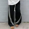 thumbnail image 2 of CharmCyan Casual Loose Fit Drawstring Waist Pants with Striped Side Detailing Comfortable Wide Leg Trousers for Everyday Wear Black L, 2 of 2