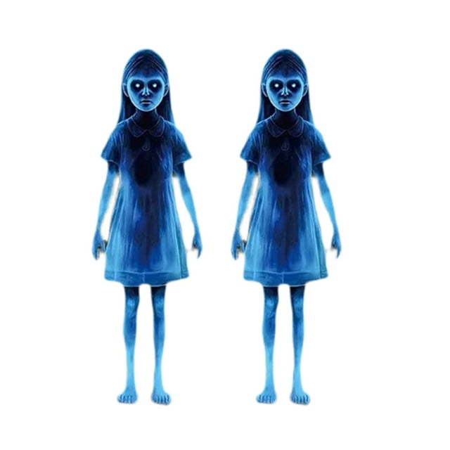 2 Placas de jardín con calavera espeluznante de niña zombi para Halloween, ambiente gótico 60 centímetros