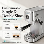 Casabrews 5418 Basic 20-Bar Espresso Machine with Steam Wand, Stainless Steel