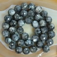 thumbnail image 4 of K-KED Faceted Natural Black Larvikite Round Beads 15" 4mm 6mm 8mm 10mm 12mm Pick Size-10 mm, 4 of 6