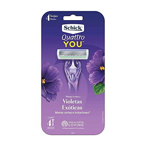 Schick Quattro YOU Exotic Violet Bloom Women's Disposable Razor with Scented Handles