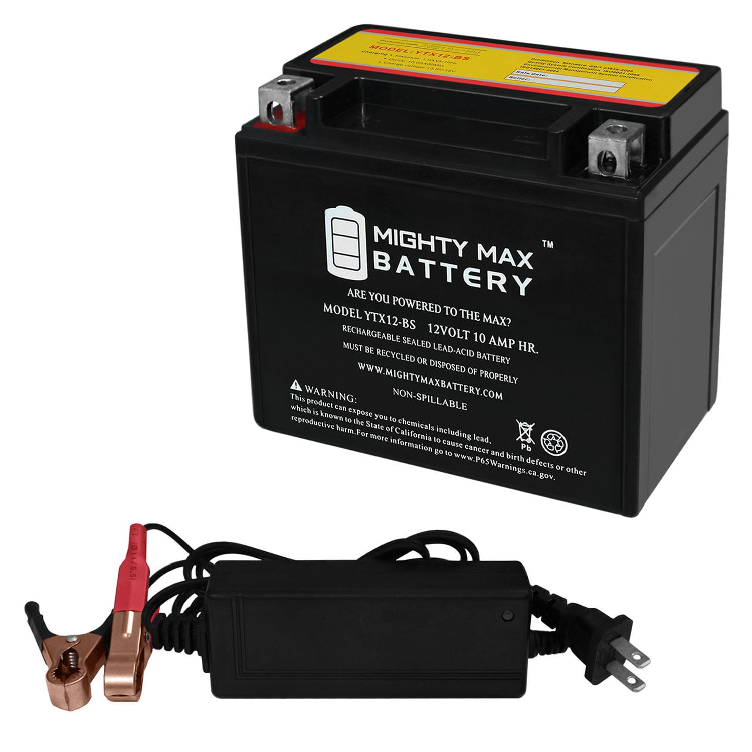 YTX12-BS 12V 10AH Battery Replacement for Champion 12-BS - MightyMaxBattery