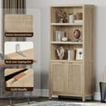 thumbnail image 4 of SICOTAS Rattan 5 Tier Bookcase Set, Natural 5 Shelf Library Bookcase for Home Office, 4 of 8