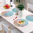 thumbnail image 5 of 15 Inch Round Grid Plate Mats Heat Non-Slip Resistant PVC Placemats for Kitchen Dining Table Decor Colorful Starfish and Seashells 4PCS, 5 of 5