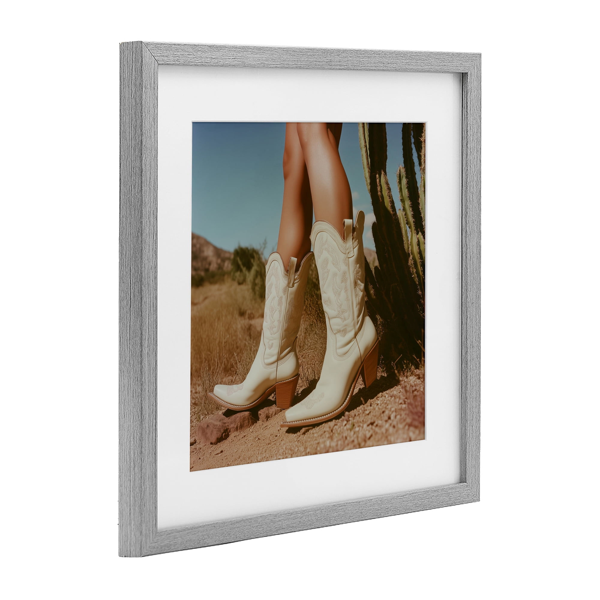 Stupell Industries Desert Boots Step Gray Framed Print Under Glass, design by Heidi Kuntz