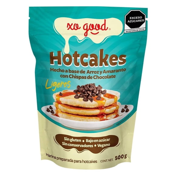 Harina preparada para hot cakes Xo Good ligeros con chispas de chocolate 500 g