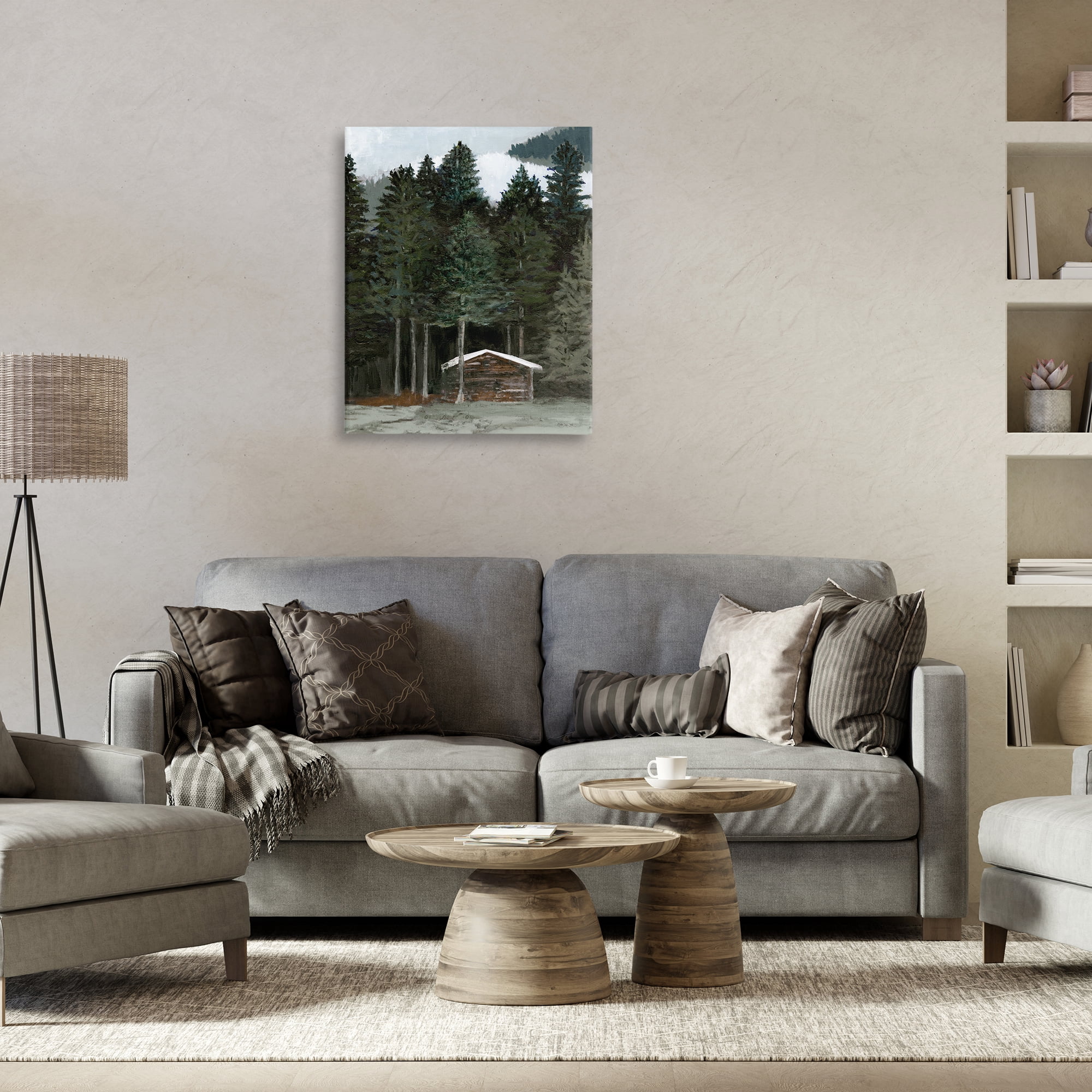Stupell Industries Log Cabin Forest Thicket Landscape & Nature Painting Wrapped Canvas Art Print Wall Art, 24 x 30