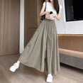 thumbnail image 5 of Women's Culottes Skirt Pants Textured Elastic High Waist A Line Flowy Maxi Skorts with Pockets Lightweight Casual Beach Wide Leg Trousers Brown, 5 of 5
