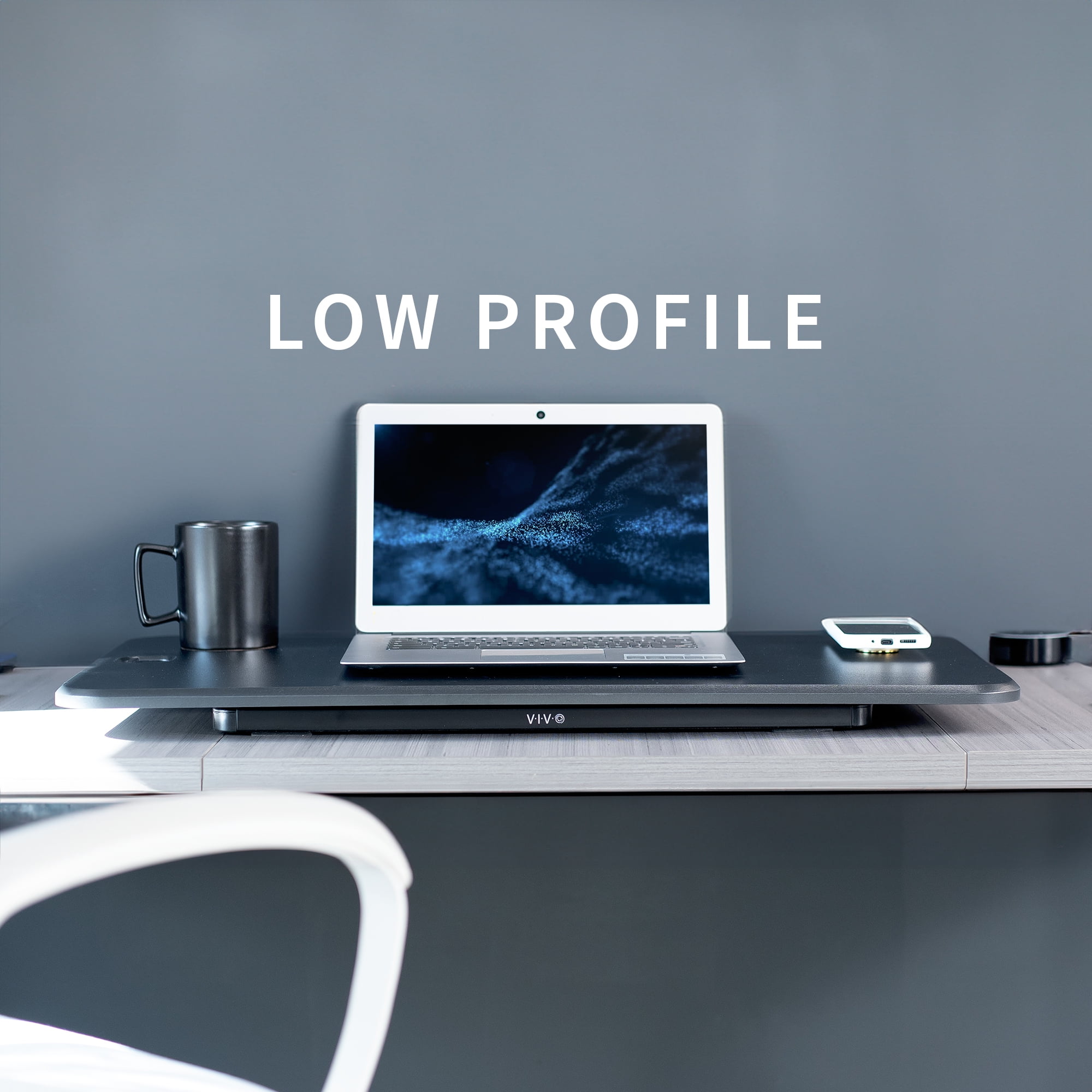 VIVO Black Ultra Slim 32" Desktop Converter, Sit Stand Tabletop Monitor Riser