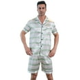 thumbnail image 2 of Men Silk Satin Pajamas Set Short Sleeve Button Down Sleepwear Loungewear with Pockets, 2 of 8