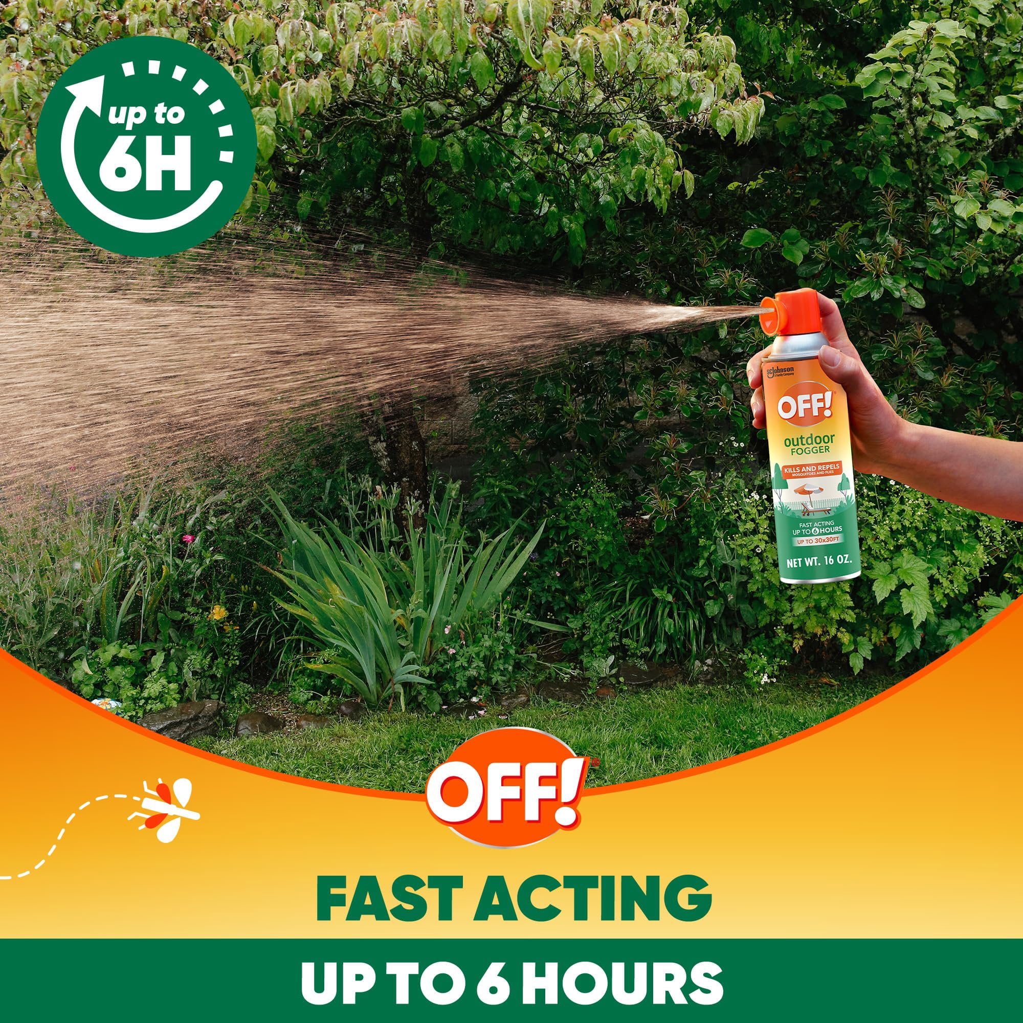OFF! Outdoor Insect & Mosquito Repellent Fogger, Backyard Pretreat, Kills & Repels Insects in an up to 900 sq, ft, Area, 16 oz Pack of 3