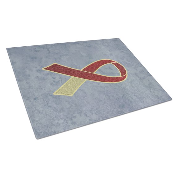 Burgundy and Ivory Ribbon for Head and Neck Cancer Awareness Glass Cutting Board Large