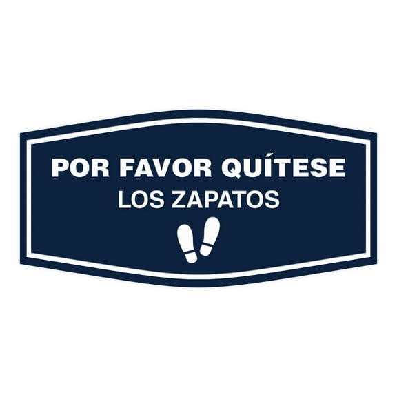 Signs ByLITA Fancy Por Favor QuÃtese Los Zapatos Sign (Navy Blue / White) - Large