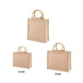 thumbnail image 3 of Sackcloth Handbag Simple Style Storage Bag Natural Beige Sackcloth Handbag Waterproof Film Coated Sackcloth Handbag with Craftsmanship Bamboo Handle Stylish Square Sackcloth Bag, 3 of 8