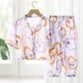 thumbnail image 2 of Little & Big Girls Cotton Knit Pajama 2 Piece Pants Summer Pj Set,6-12 Months 12-24 Months 2t 3t 4t 5t 6t 7t 8t 9t Children(Light Purple,9-10 Years), 2 of 5