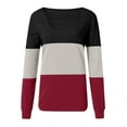 thumbnail image 3 of Moda Mujer O-cuello Camiseta de manga larga Verano Patchwork Blusa suelta Tops Fridja  hj652, 3 of 5