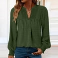thumbnail image 6 of Women Boho Long Sleeve Shirts Dressy Casual V-Neck Fall Fashion Tops Dot Flowy Blouses, 6 of 7