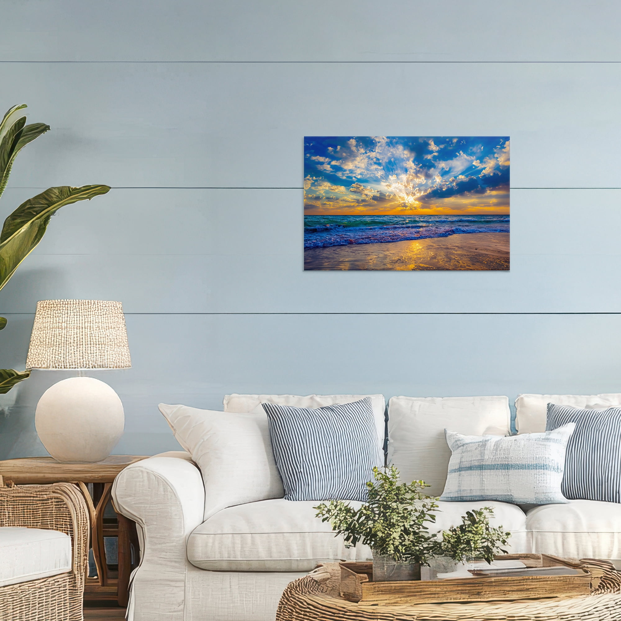 Stupell Industries Golden Blue Sun Ray On Beach Canvas Wall Art, design by Eszra Tanner