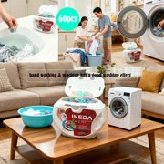 Ikeda scents 60pcs Laundry Detergent Pods,Flower Scents Power Stain Remover, Liquid Soap Pacs 3-in-1 Powerful Clean Remover for Hand Washing and Machine
