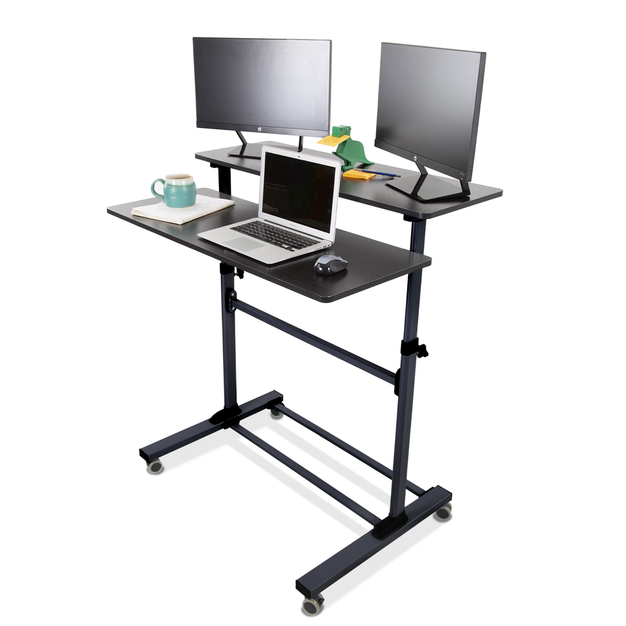 Stand Steady Tranzendesk | Height Adjustable Mobile Teacher Desk | Mobile  Standing Desk with Shelf | Two Level Portable Workstation | Stand Up Desk  