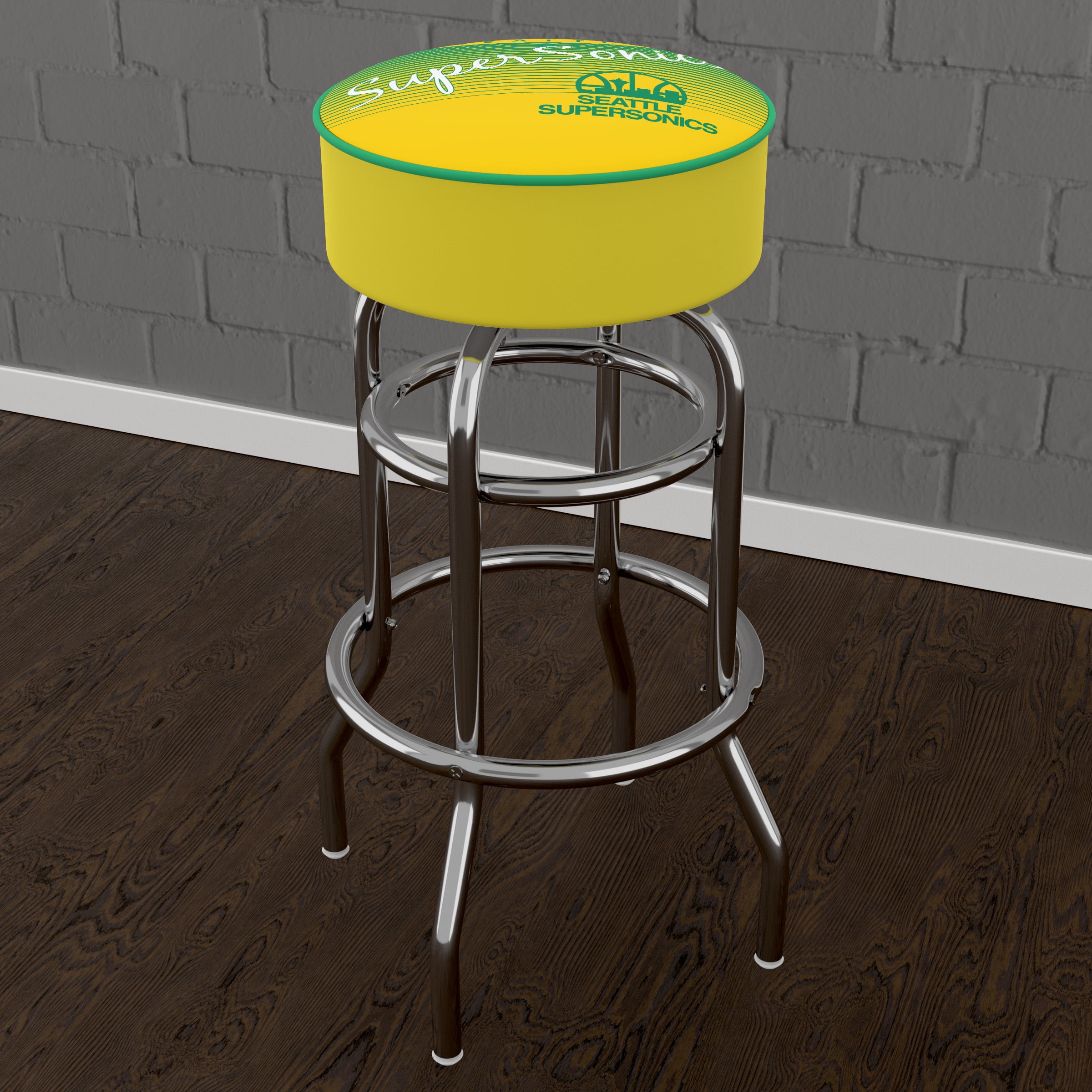 Trademark Gameroom Seattle Supersonics Hardwood Classics Bar Stool with Padded Seat