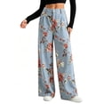 thumbnail image 2 of Wovilon Women's Floral Print Wide Leg Jeans with Pockets, High Waisted Retro Boho Denim Pants, Relaxed Fit Casual Summer Trousers for Vacation and Daily Wear, 2 of 8