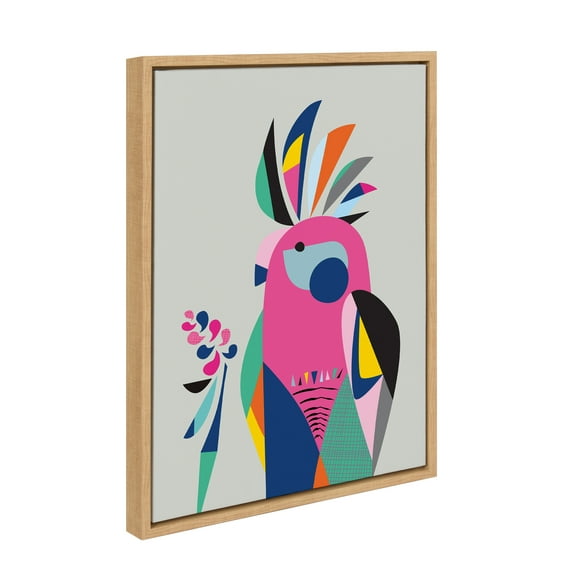 Kate and Laurel Sylvie Galah Framed Canvas Wall Art by Rachel Lee, 18x24 Natural, Abstract Wall Decor