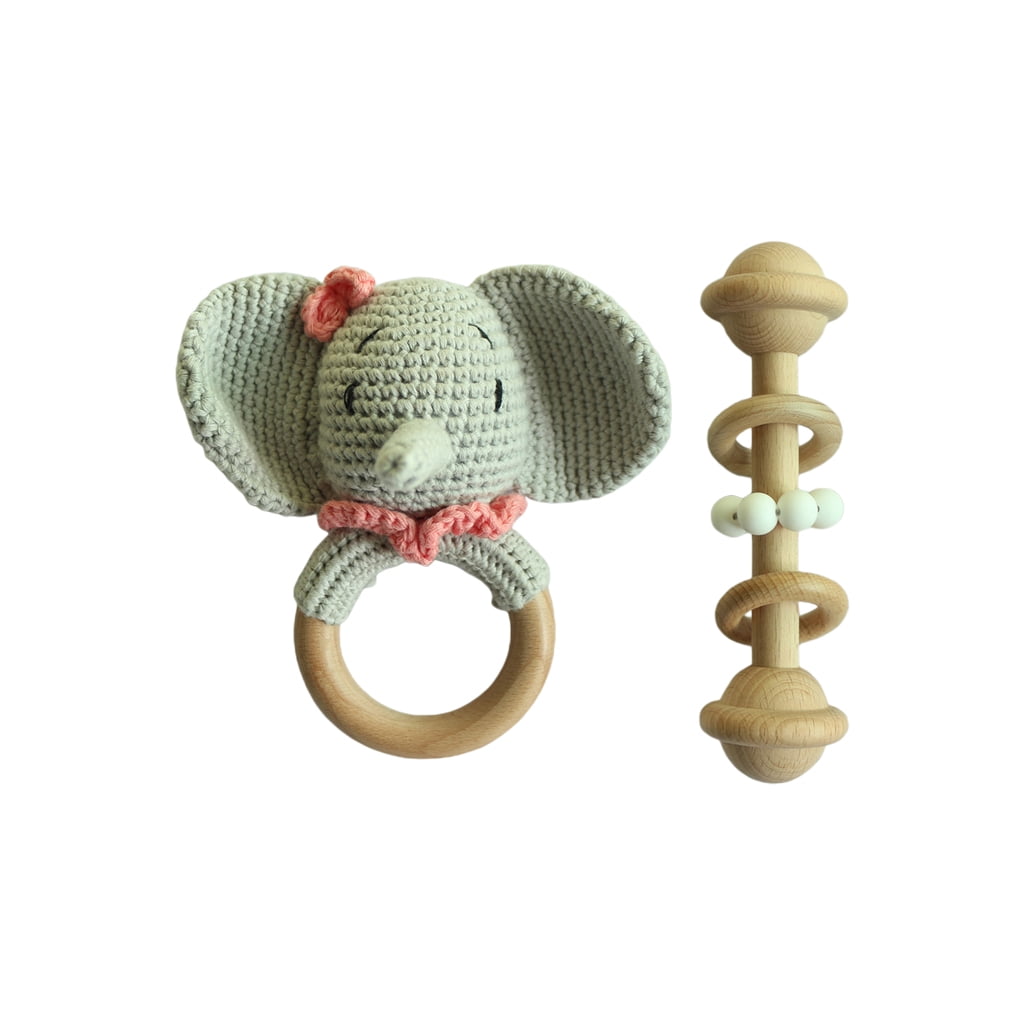 Newborn Safty Wood Teether Bracelet Baby Teether Crochet Chew Beads Baby Toys 